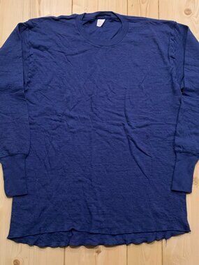 Vintage 70s Jockey 2-Layer Fabric Retro Weather Navy Blue Long Sleeve T-Shirt L